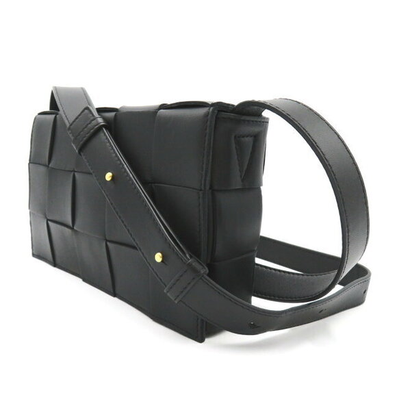 Bottega Veneta Cassette Crossbody Bag Shoulder Bag Leather Black - Picture 3 of 10